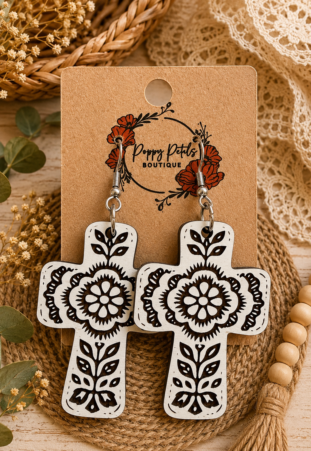 Flower Cross Earring