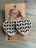 Distressed lattice heart earrings ￼
