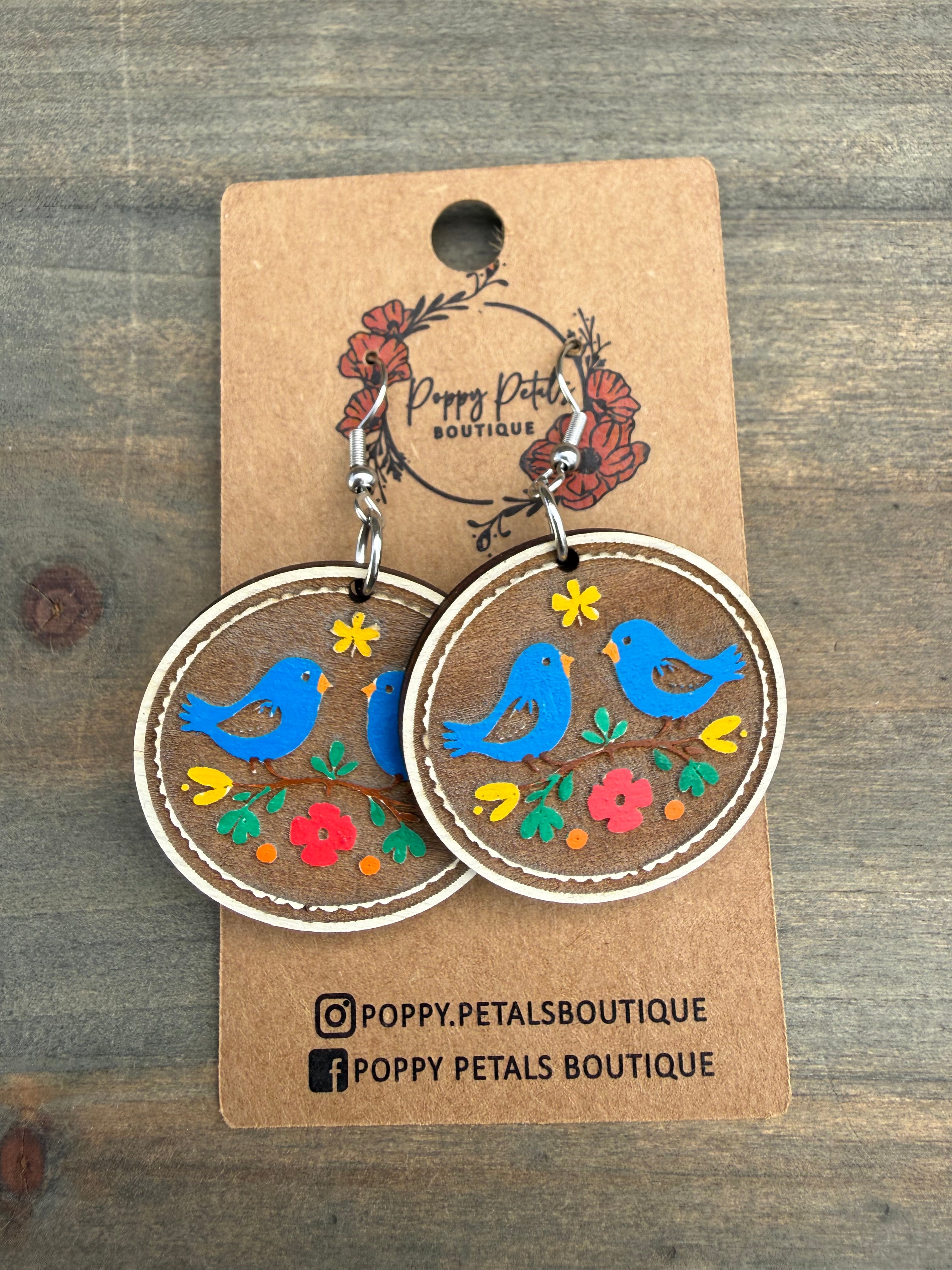 Blue bird earrings