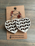 White lattice heart earrings
