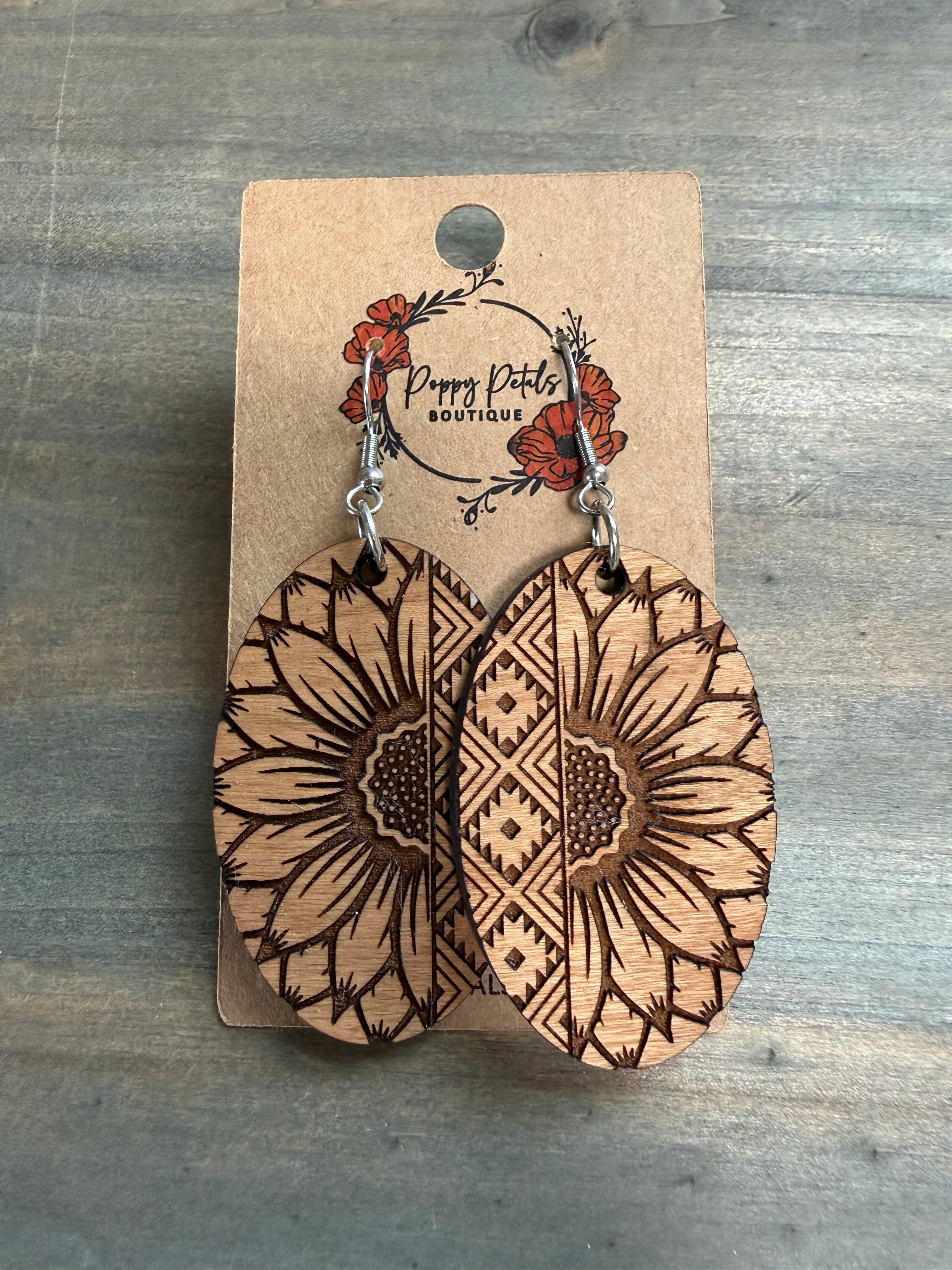 Sunflower Aztec earring