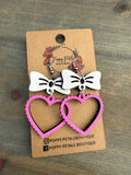 Bow with heart earring