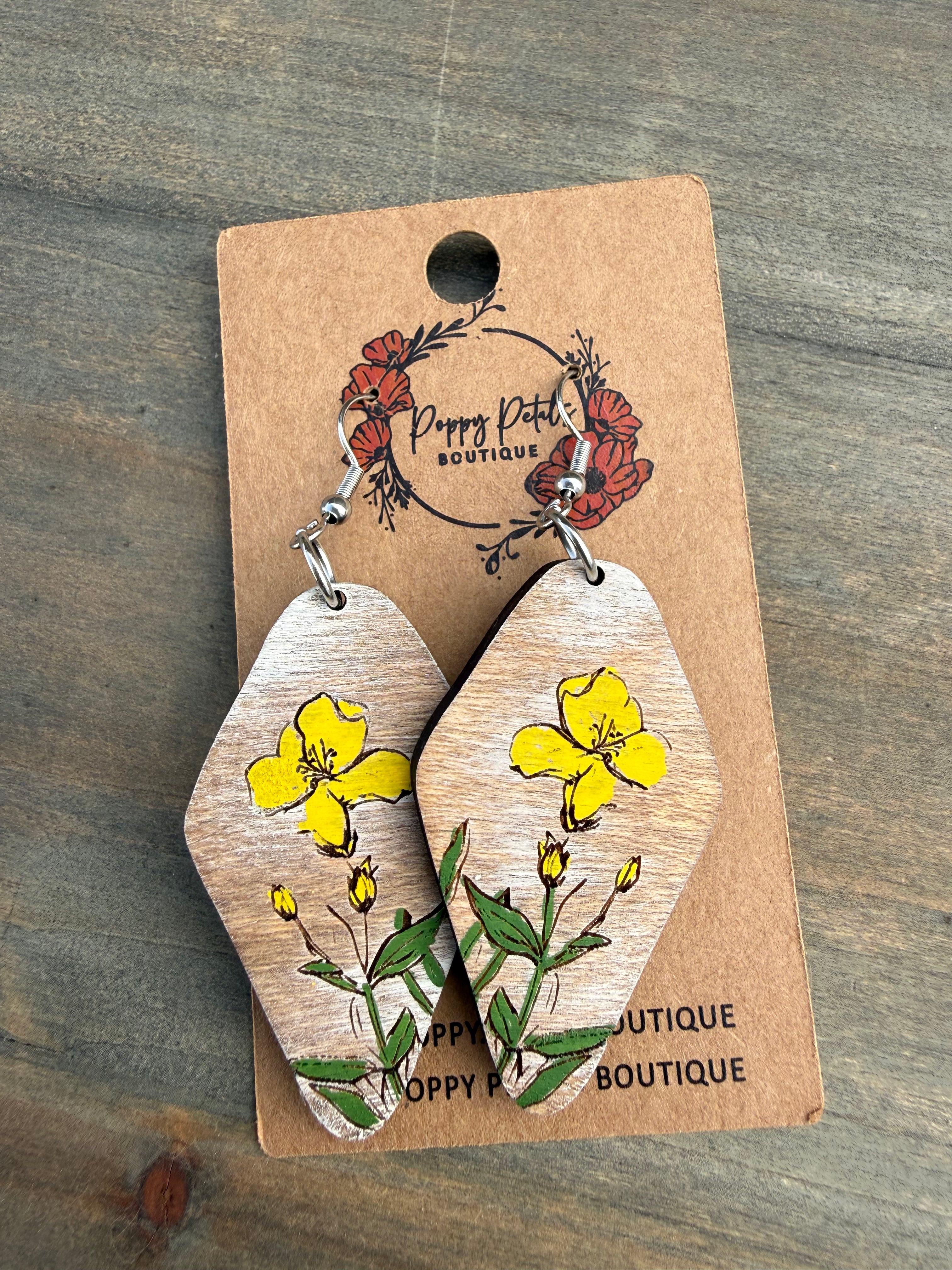 Yellow flower earring