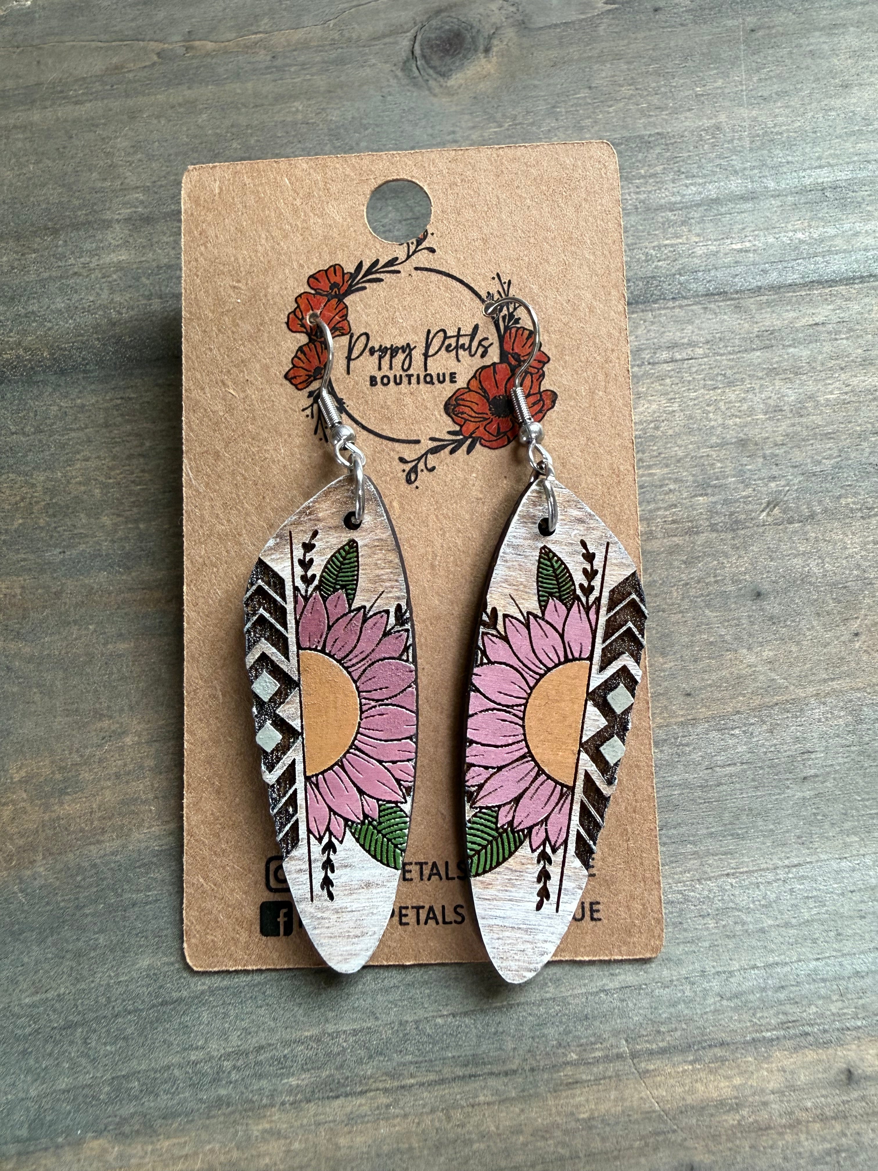 Mauve sunflower earring