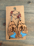 Bigfoot with river earrings