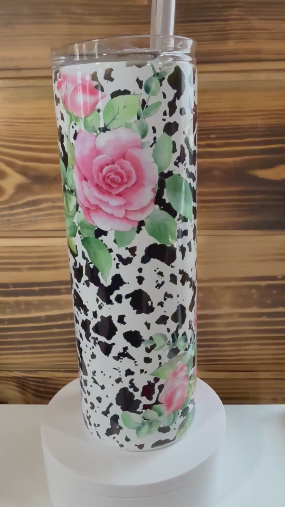 Cow print and roses cup